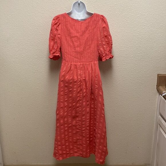 The Nines by HATCH Coral Puff Sleeve Smocked Maternity Midi Dress Small - Picture 7 of 7